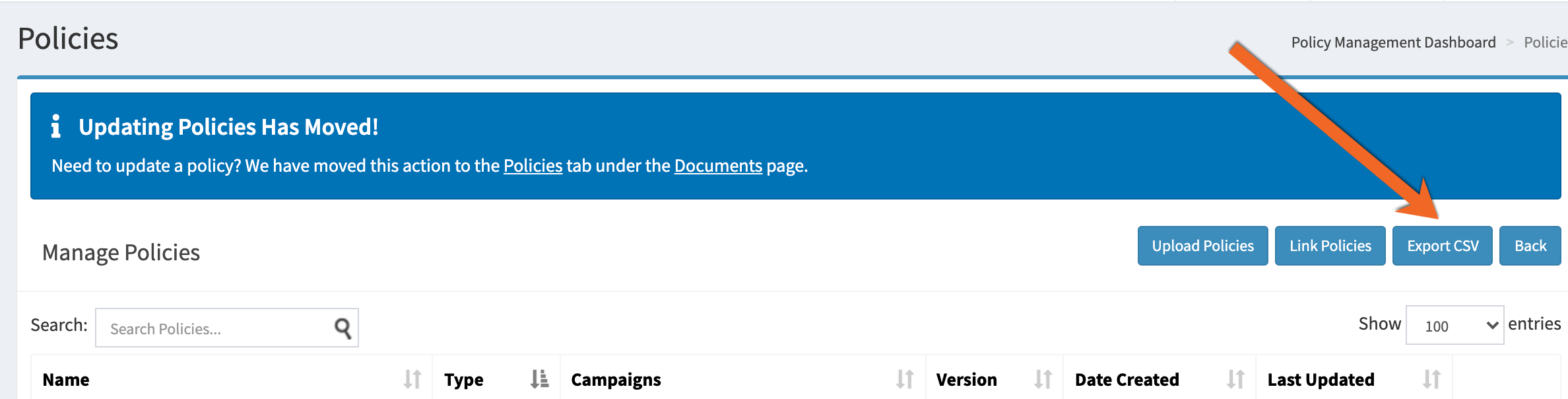 Export CSV Policy List PNG
