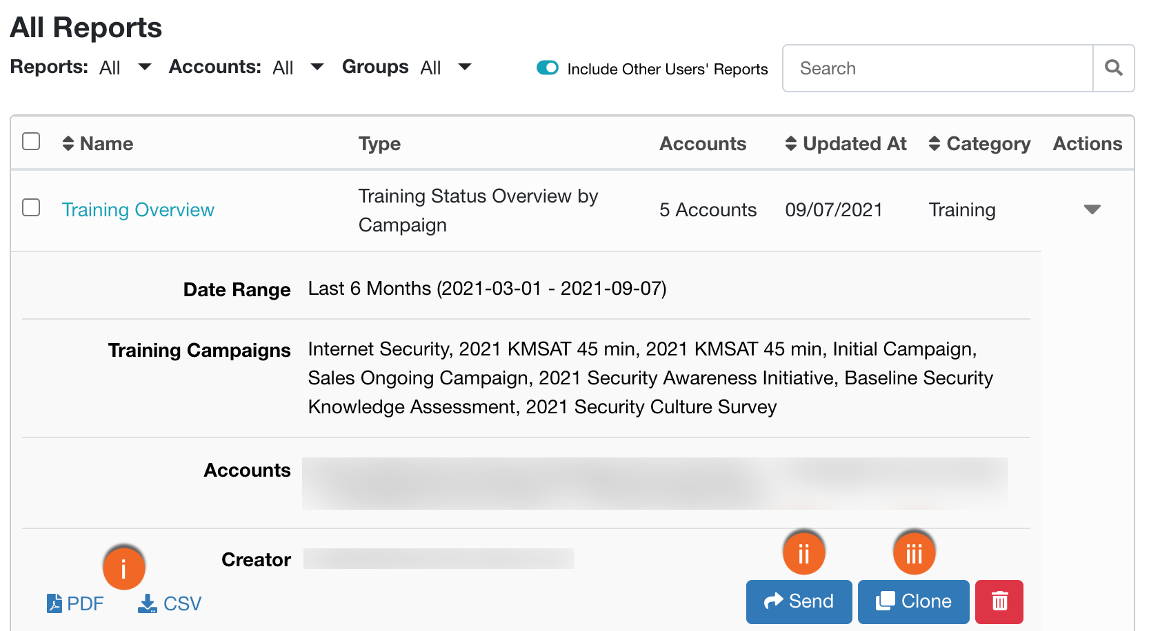 Partner and Multi-Account: Save and Send Reports – KnowBe4 Knowledge Base