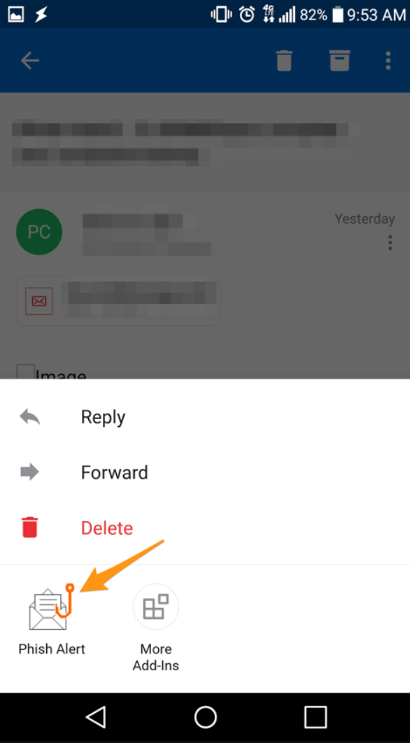 How To Use The Phish Alert Button In Outlook Mobile For Android